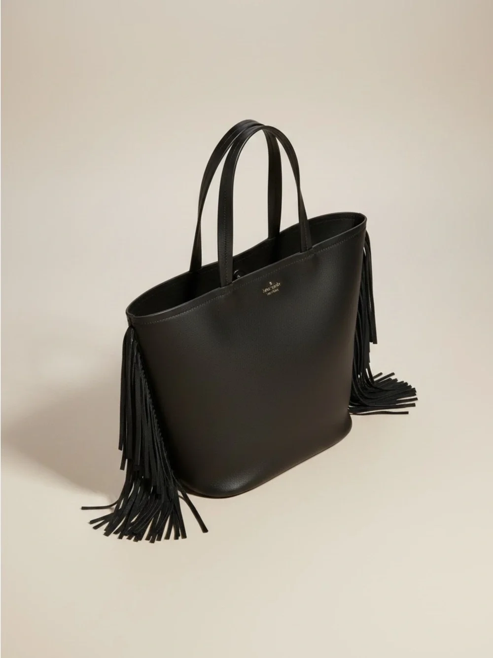 Kate Spade Black Leather Fringe Tote NWT Large Western Boho Bag